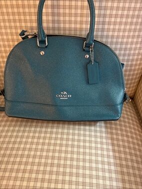 Coach Teal Leather Dome Satchel Handbag